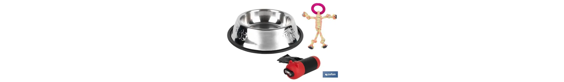 Pack de dispensador de bolsas con linterna, comedero de acero inoxidable y juguete mordedor | Incluye 20 bolsas para excremento