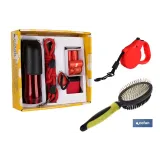 Pack de accesorios de paseo, correa extensible y peine de doble cara | Incluye clicker de entrenamiento, botella de 750, luz de