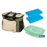 Pack de nevera portátil de 20 litros, 2 acumuladores de frío de 500 ml y fiambrera verde de 1,5 litros con cubiertos