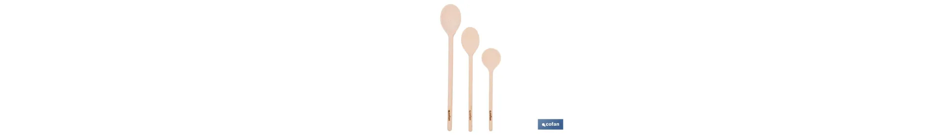 Set de 3 cucharas de madera de álamo | Utensilios de 20 cm, 25 cm y 30 cm | Ideal para remover y mezclar