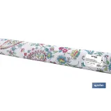 Rollo de hule estampado jardín floral | Materiales: PVC y tela no tejida de polipropileno | Fácil limpieza | Medidas 1,40 x 25 