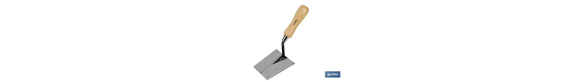Paleta forjada modelo Alicatador | Medidas: 120 x 120 x 65 mm de longitud | Para la construcción | Mango de madera