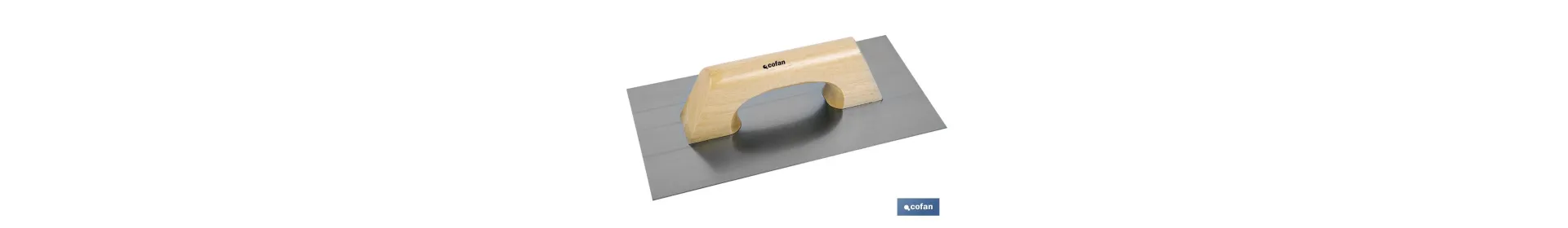 Paleta modelo llana rectangular | Longitud: 300 x 150 x 0,7 mm | Para la construcción | Mango de madera
