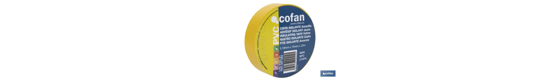 Cinta Aislante 180 Micras | Color amarillo | Resistente al voltaje, al calor y a diferentes ácidos y alcalinos