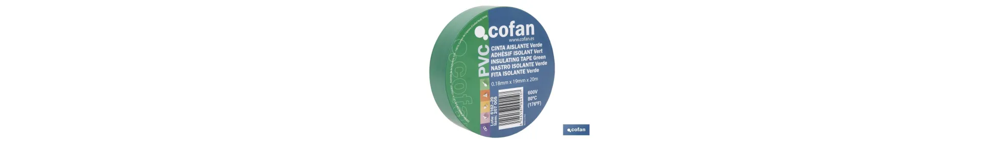 Cinta Aislante 180 Micras | Color verde | Resistente al voltaje, al calor y a diferentes ácidos y alcalinos