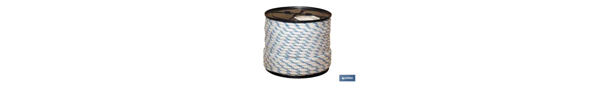 Cuerda Trenzada Polipropileno | Formato: Rollos grandes | Color: Blanco y Azul