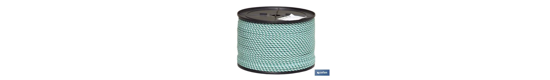 Cuerda Trenzada Helicoidal Blanco/Verde (100% polipropileno)