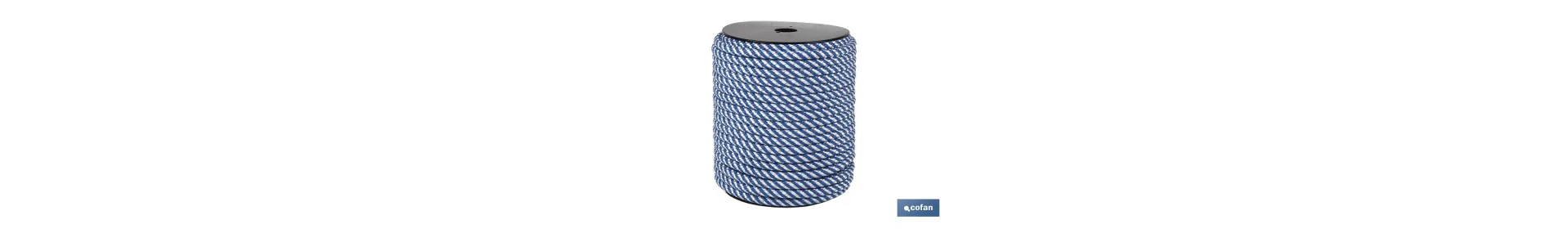 Cuerda Trenzada Helicoidal Blanco/Azul (100% polipropileno)