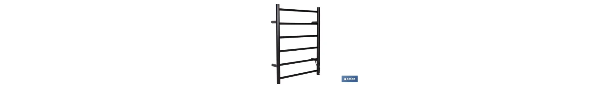 Toallero eléctrico negro mate | Con temporizador y 3 niveles de potencia | Potencia de 80 W y medidas 90 x 53 x 35,5 cm
