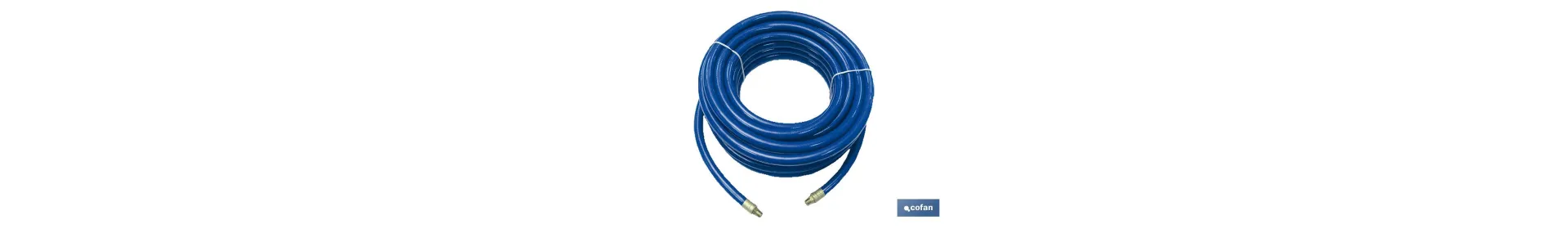 Manguera de compresor Ø8 x 12mm (Rosca macho BSP 1/4) longitud 15 Metros | Manguera azul para aire comprimido en PVC