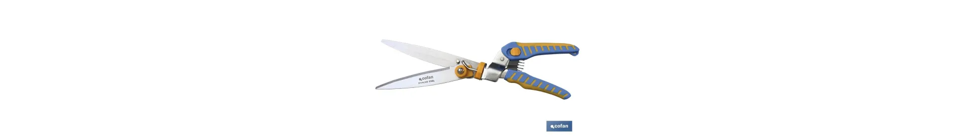 Tijeras Cortacésped profesionales de acero inoxidable de 34 cm | Con corte ajustable de 180° y Mangos Ergonómicos