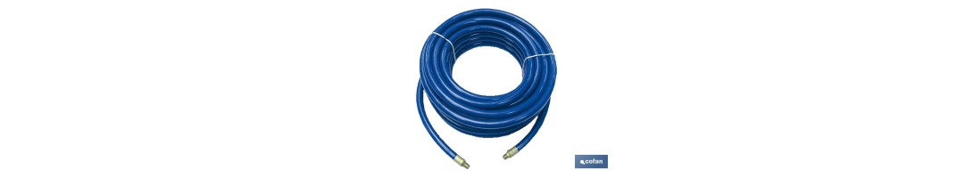 Manguera de compresor Ø8 x 12mm (Rosca macho BSP 1/4) longitud 15 Metros | Manguera azul para aire comprimido en PVC