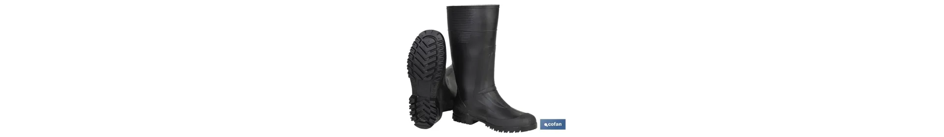 Botas de agua altas | Material: PVC | Color: negro | Protección reforzada | Disponible desde la talla 36 hasta la 48
