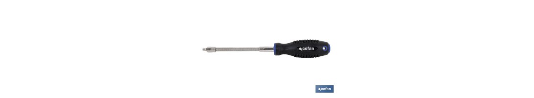 Destornillador flexible para vasos de 1/4 | Modelo Comfort plus | Con cuadradillo de 1/4