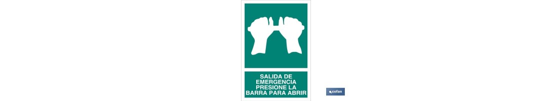 Salida de Emergencia Presione la Barra para Abrir