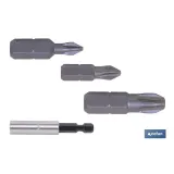 Kit de puntas de atornillar y adaptador | Contenido 3 puntas Phillips y un adaptador | Modelo 1/4 PH