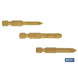 Kit de puntas de Titanio para atornillar | Contenido 3 puntas Phillips de 50 mm | Modelo 1/4 PH
