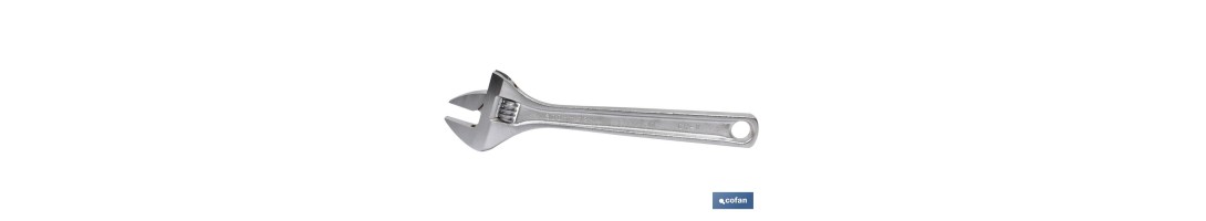 Llave inglesa con moleta central | Varias medidas y aperturas | Ajustable | Fabricada en acero al cromo-vanadio
