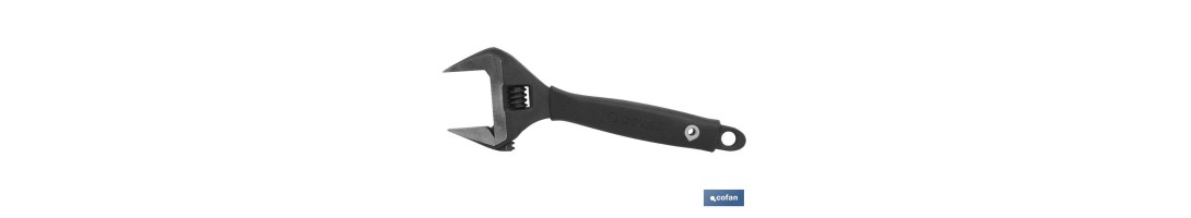 Llave inglesa | Gran apertura | Varias medidas y aperturas | Ajustable | Fabricada en acero al cromo-vanadio