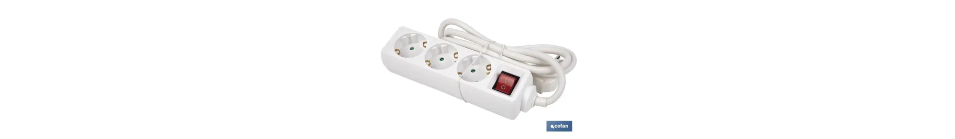Base múltiple bipolar de 3 tomas para enchufes | Cable de 1,4 m | Interruptor de encendido