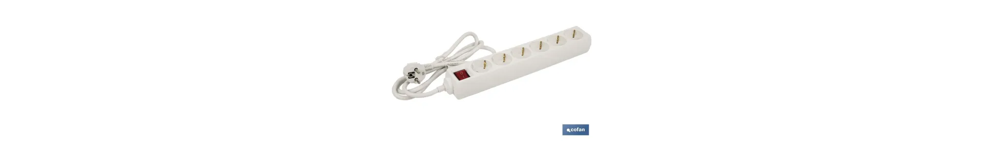 Base múltiple bipolar de 6 tomas para enchufes | Cable de 1,4 m | Interruptor de encendido