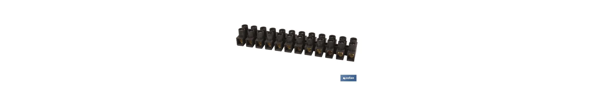 Regleta de conexión | 12 bornes para cable de varias medidas | Color Negro