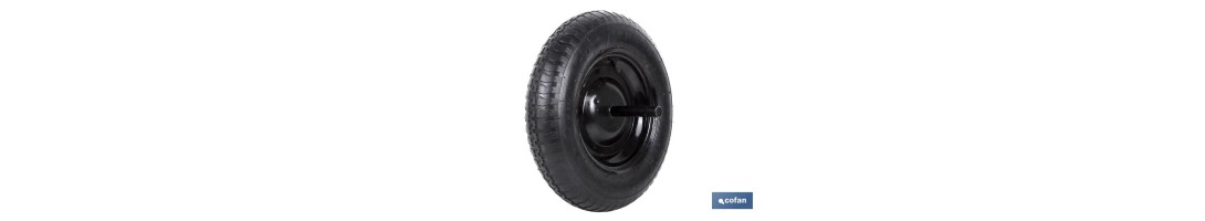 Rueda para carretilla de obra Neumática  con Varillas | Ø del eje en 20 mm | Diámetro rueda Ø 370 mm | Peso máximo 120 kg