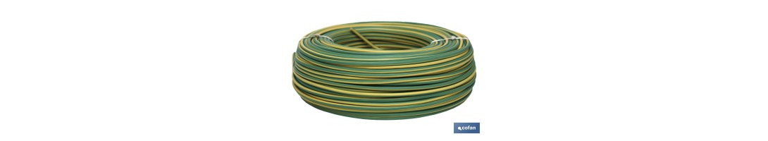 Rollo Cable Eléctrico de 100 m H07V-K | Sección de cable en varias medidas | Color: Verde