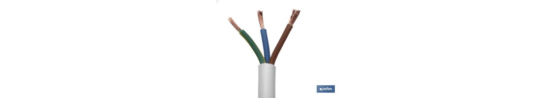 Rollo Cable Eléctrico de 100 m | PVC H05VV-F | Sección 3 x 1 mm2 | Color Blanco