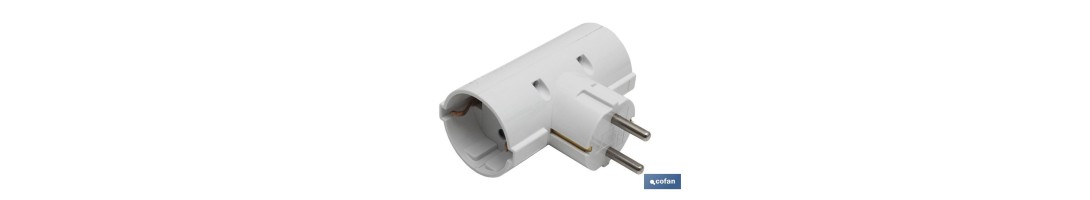 Adaptador doble Schuko 2P+T | Color Blanco | 16 A - 250 V