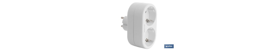 Adaptador doble Frontal Schuko | Color Blanco | 16 A - 250 V