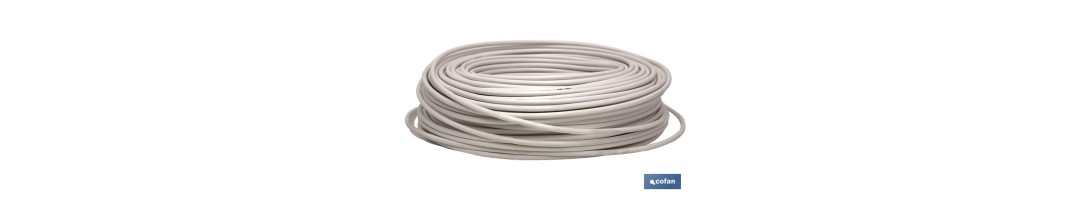 Rollo de cable de Antena TV Coaxial | 75 Ohm | Color blanco | Longitud 100 metros