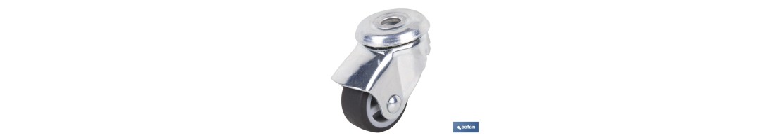 Rueda de goma gris para tornillo pasante | Diámetros desde 30 mm hasta 75 mm | Para pesos desde 25 kg hasta 45 kg