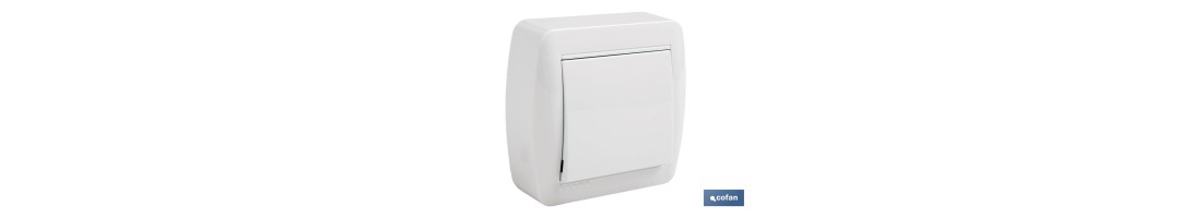 Conmutador - Interruptor de superficie | Modelo Atlantis | Color blanco | 10 A - 250 V