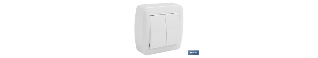 Doble Interruptor de superficie | Modelo Atlantis | Color blanco | 10 A - 250 V