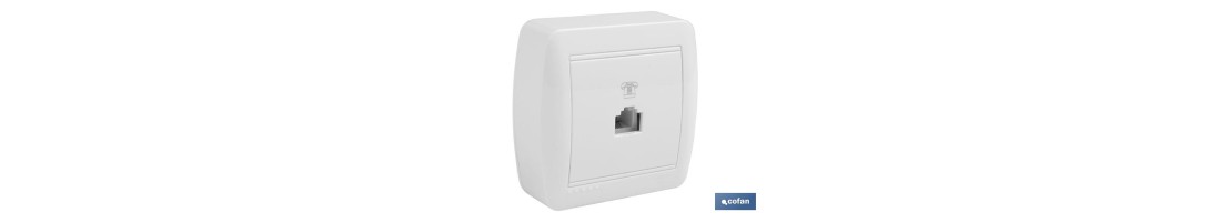 Base para Teléfono RJ11 de superficie | Modelo Atlantis | Color blanco | 10 A - 250 V