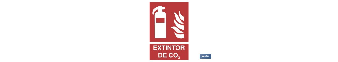 Extintor CO2. El diseño de la señal puede variar, pero en ningún caso se variará el significado de la misma.