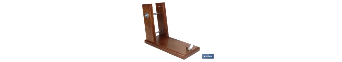 Soporte jamonero de madera con husillo de acero | Modelo Teruel | Medidas 40.5 x 20.5 x 12.6 cm | Peso 2,89 kg