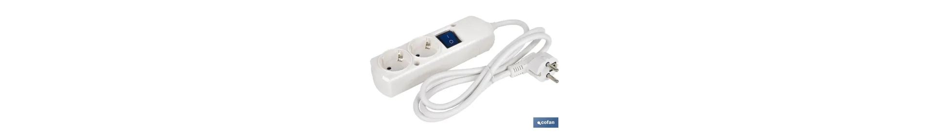 Base múltiple de dos tomas | Incluye conmutador luminoso de encendido | Cable de 1,5 metros de longitud