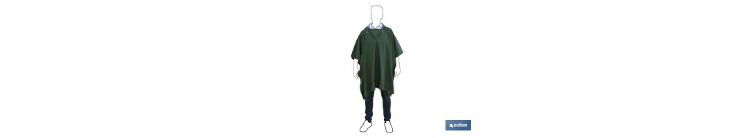 Poncho de Agua | Color Verde | Fabricado en PVC/Poliéster | Talla Única | Poncho Antilluvia