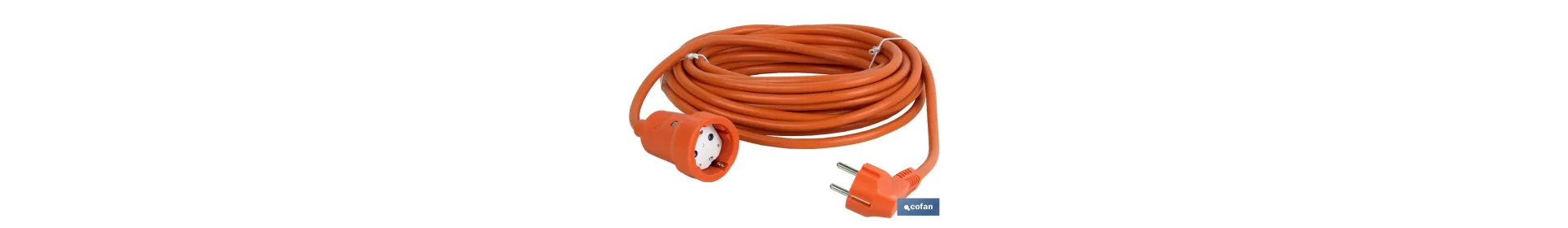 Prolongador de cable bipolar IP 44 | Con toma de tierra lateral | Cable de 10 y 25 metros color naranja