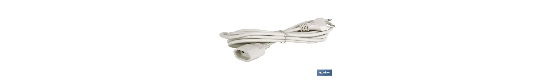 Prolongador de cable bipolar | Apto para enchufe de tipo espiga | Cable de 3 y 5 metros color blanco