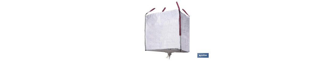 Big Bag | Para escombros | Color blanco | Medidas 90 x 90 x 90 cm | Con válvula de descarga