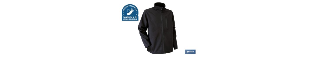 Chaqueta Soft Shell | Color Negro | Modelo Líster | Composición: 94% Poliéster y 6% Elastano