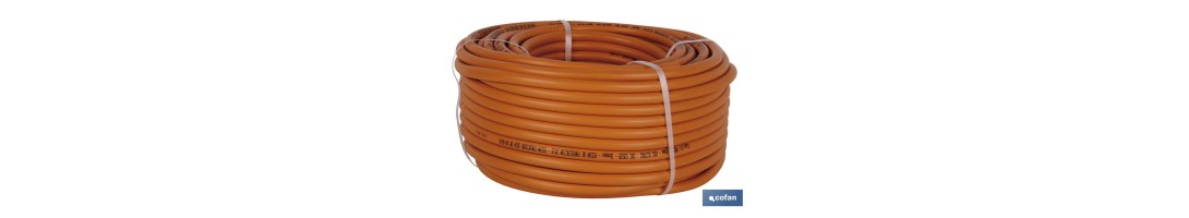 Rollo de Tubo de Gas Butano Flexible | Disponible en color naranja | Medida 8 mm x 60 m