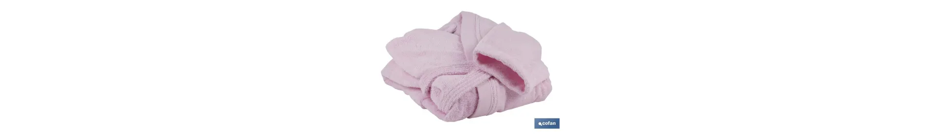 Albornoz | Modelo Flor | Color Rosa Claro | 100% algodón | Gramaje 500 g/m² | Varias Tallas