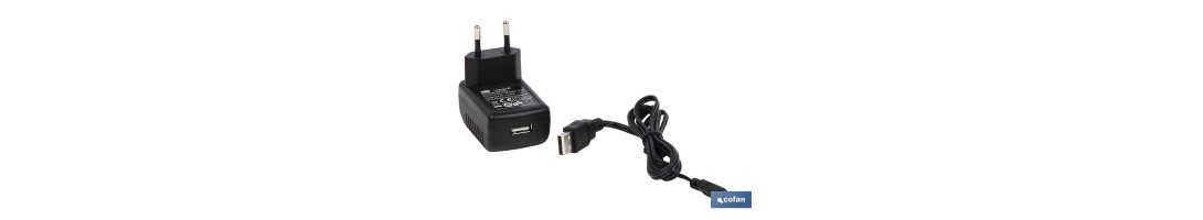 Cargador de Batería para Atornillador Cofan | Potencia 3,6 V | Potencia máxima 5,5 V | Cable USB - micro USB