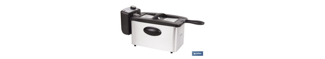Freidora Eléctrica | Modelo Riaza | Fabricada en Acero Inoxidable cepillado | 2000 W | Capacidad 3 L