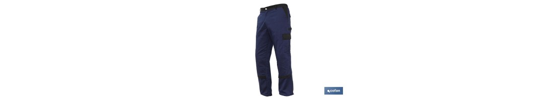 Pantalón de Trabajo | Flex | Modelo Jano | Slim Fit | Composición 97,76% Algodón y 2,24% Elastano | Color Azul Marino/Negro