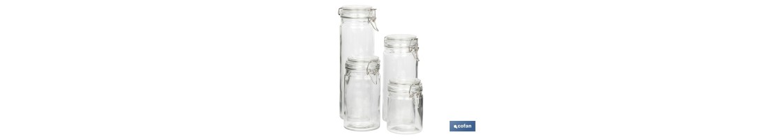 Set de 4 Frascos de Vidrio | Para Almacenamiento | Capacidad de 750 - 1150 - 1500 - 2100 ml